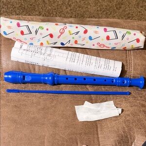 Blue Recorder with Musical Note Case